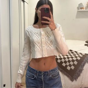 LoveShackFancy Ivory Cropped Cardigan